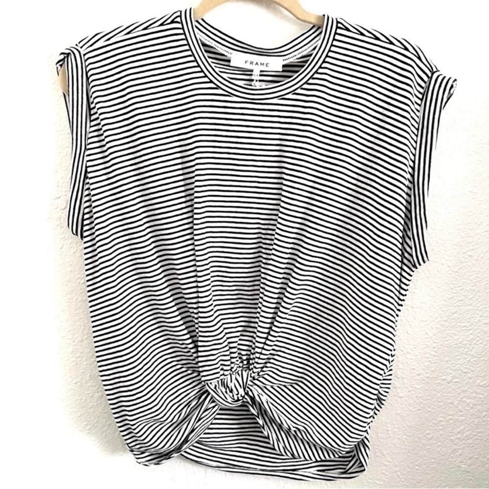 Frame Denim NWT Knotted Striped shirt Top Size M